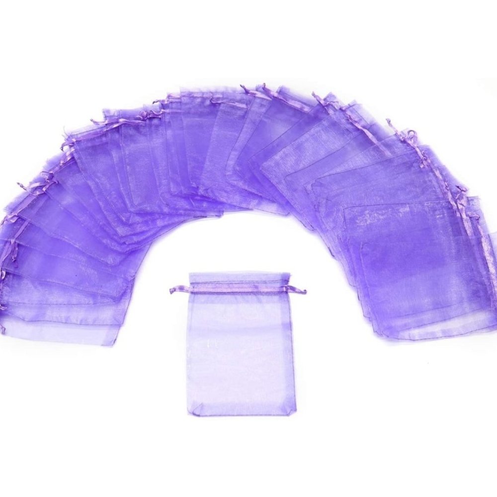50 Light Purple/Lavender Drawstring Organza Bags 4x6